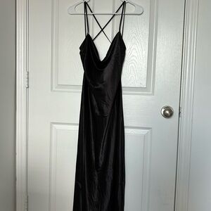 SATIN BLACK MAXI DRESS